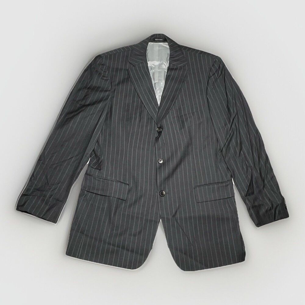 Hugo Boss Suit Jacket Mens 40R Gray Pinstripe Scorsese/Movie Virgin Wool